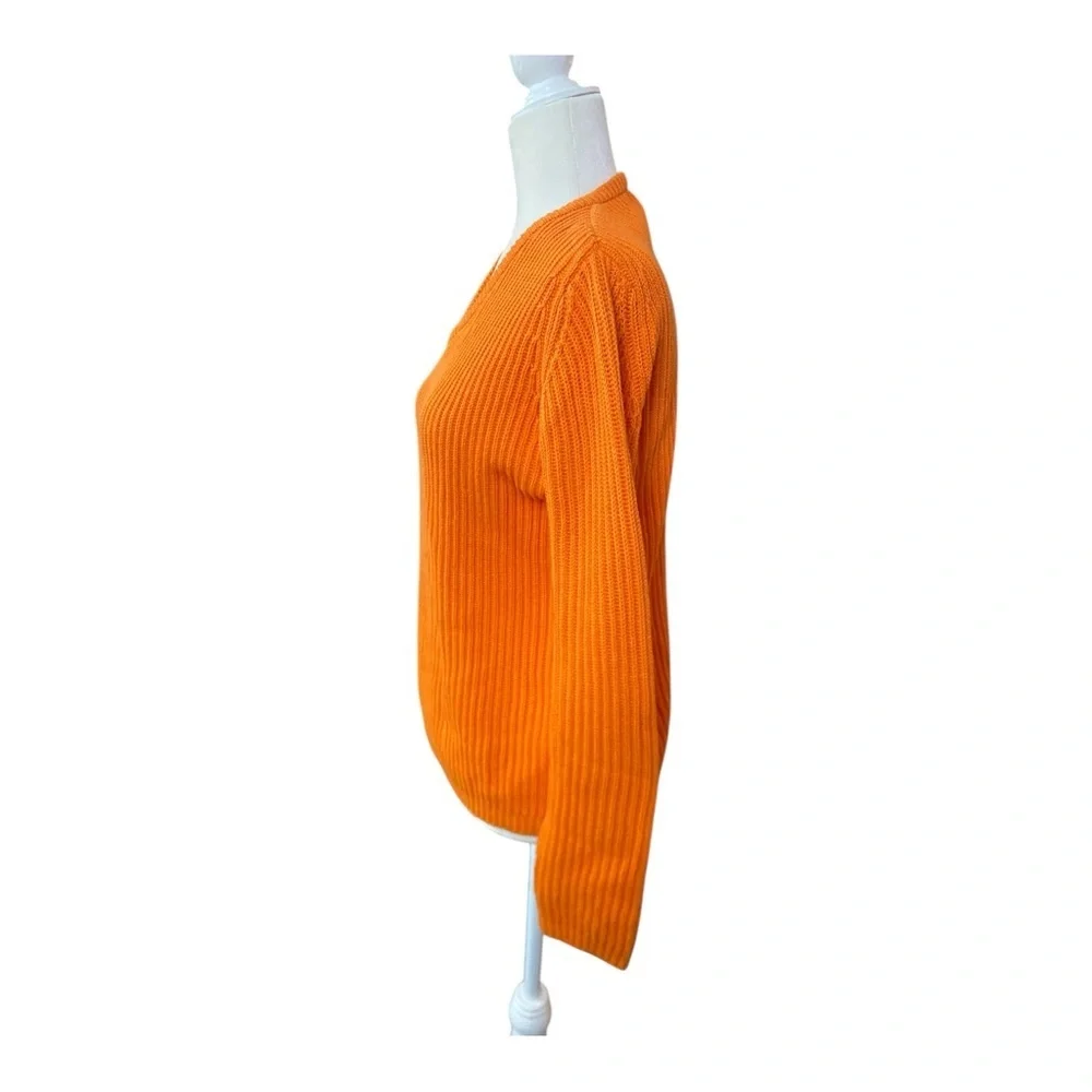L.L. Bean Womens 100% Cotton Orange Vintage Fisherman Sweater Ribbed